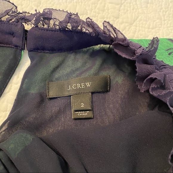 J. Crew 100% Silk Chiffon Ruffle Neck  Top - 2 - Picture 6 of 15